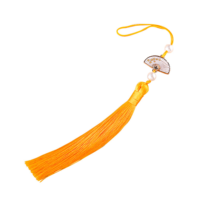 Pearl White Fan Tassel Spike New National Style Fashion Mobile Phone Bag Hanging Ear Pendant Hanfu Cheongsam Clothing Matching Piece