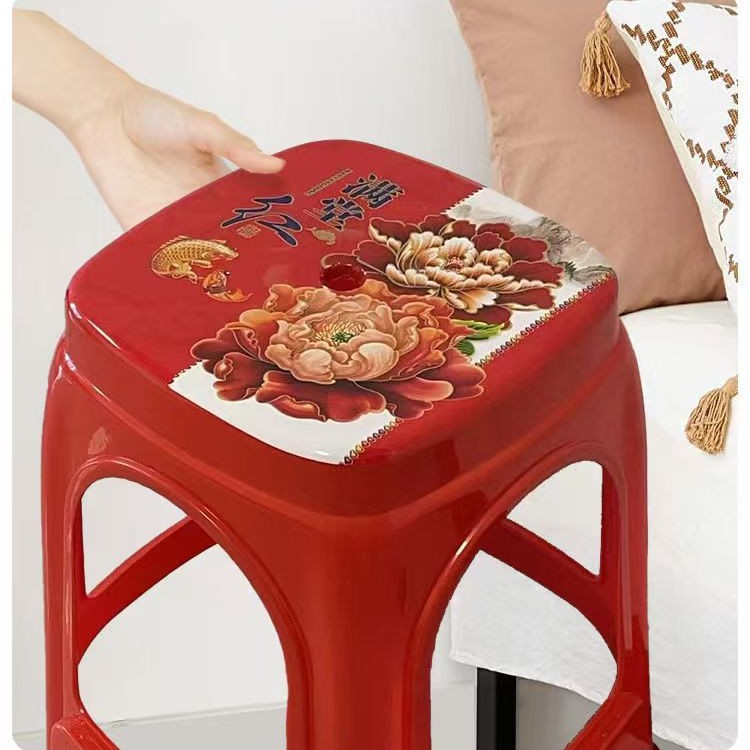 Plastic Stool Thickeneded Household High Stool Cooked Rubber Bench Adult Living Room Dining Table and Chairs Simple Plastic Square Stool Glue Stable