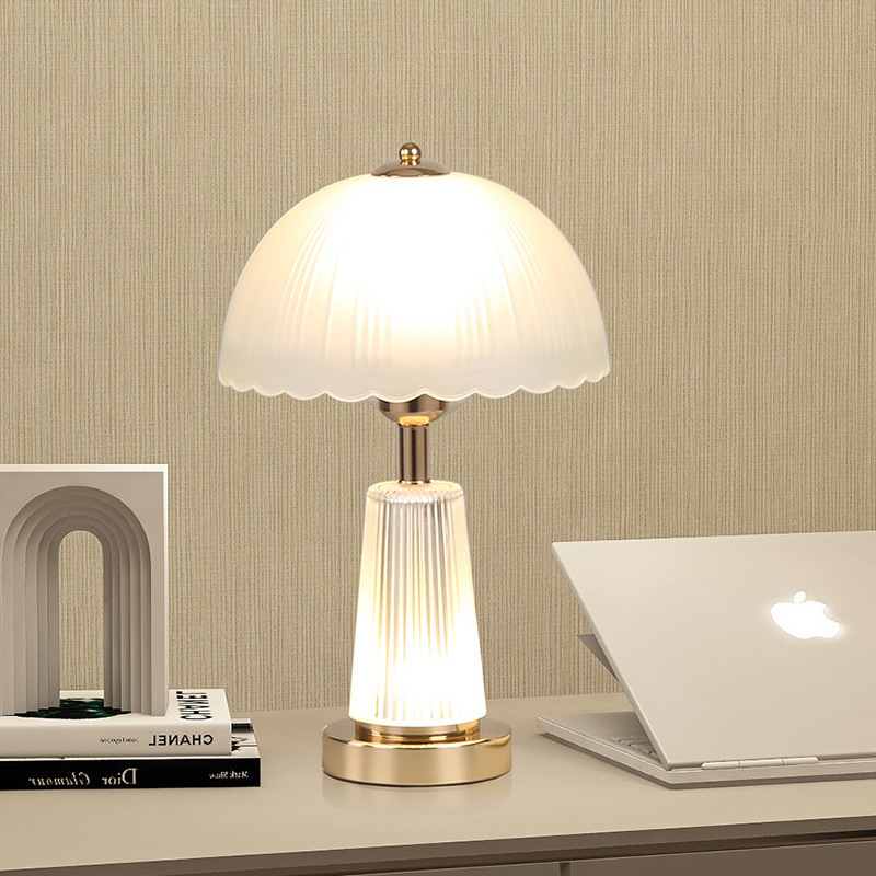 American Style Retro Casual Double Control Dimming Glass Table Lamp Bedroom Bedside Table Decoration Small Lamp Bedroom Essential