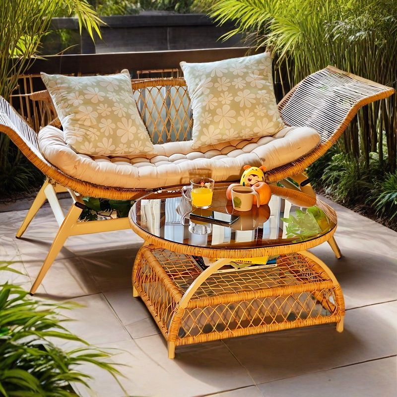 Balcony Leisure Rattan Chair, Lounge Chair, Single Sofa Chair, Designer Chaise Longue, Living Room Reception Armrest Reading Chair