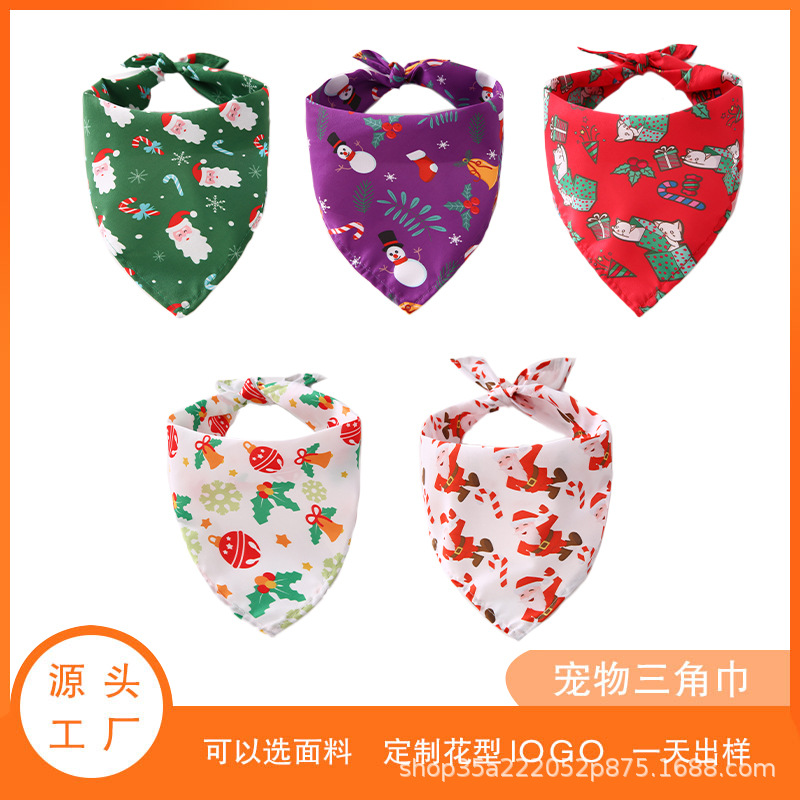Small, Medium and Large Dogs, Dogs, Cats, Triangle Slippery Towel Santa Festival Pet Supplies Four Seasons Decorative Scarf