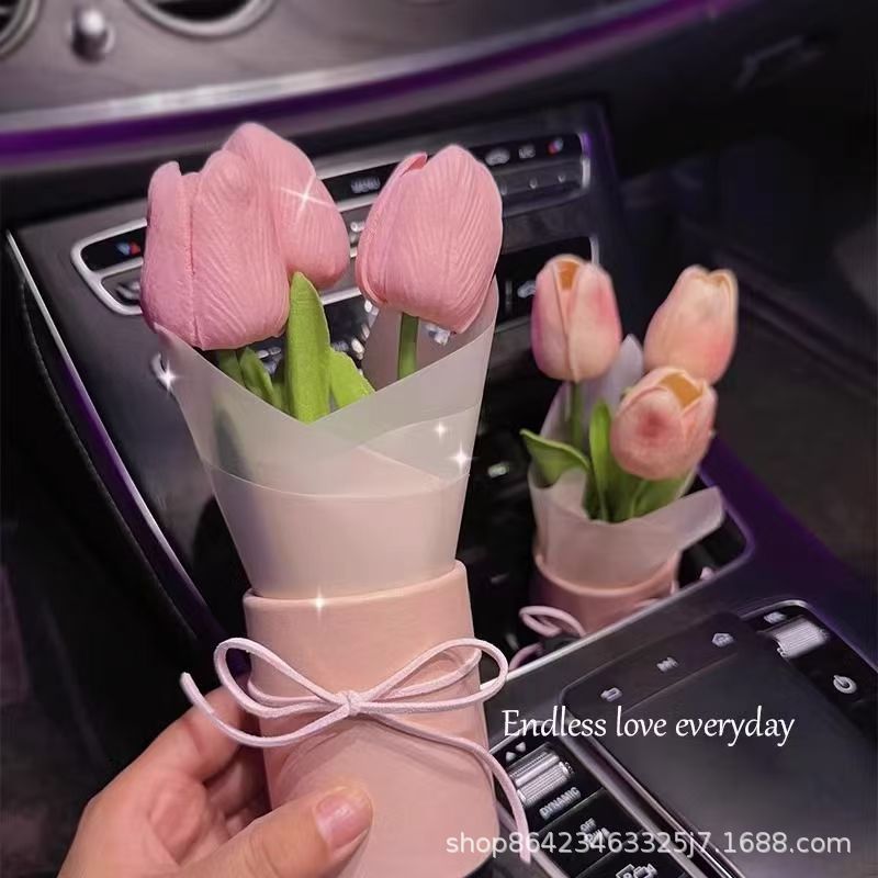 Car ornaments tulip bouquet car center console decoration online popular car supplies co-pilot empty girlfriend special