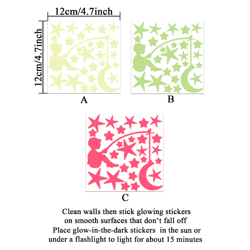 Cross-border explosions luminous fluorescent boy fishing Moon cartoon decoration switch self-adhesive stickers wholesale PVC removable