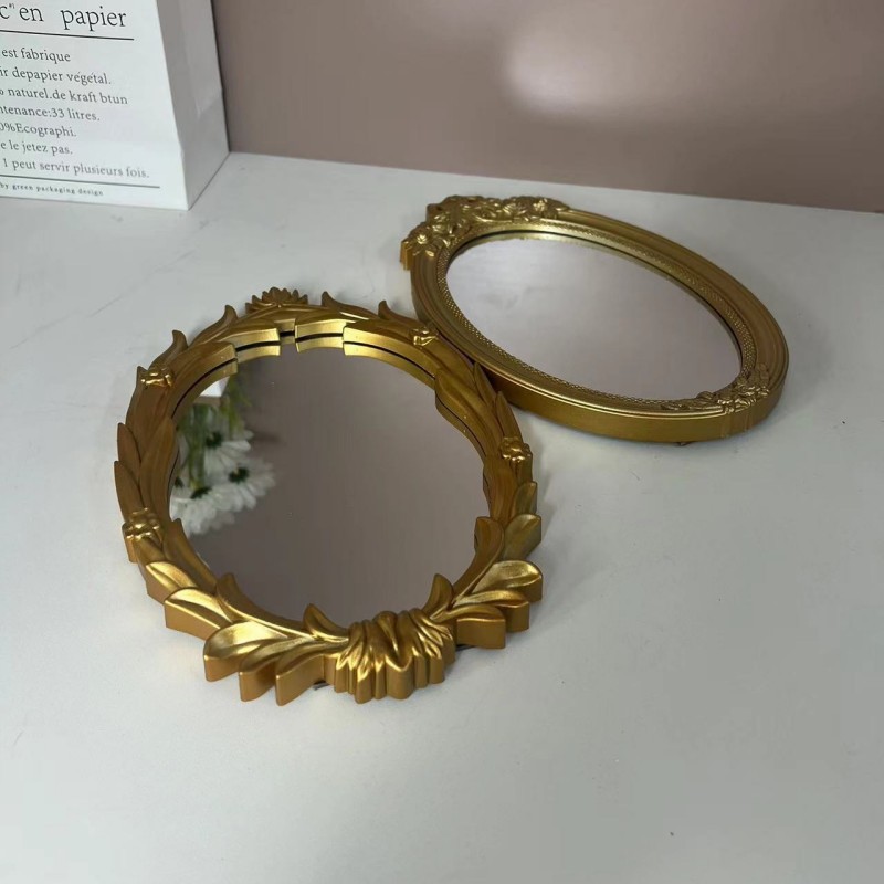 Factory wholesale Golden retro makeup mirror photo props decorative desktop desktop mirror cross-border supply European style