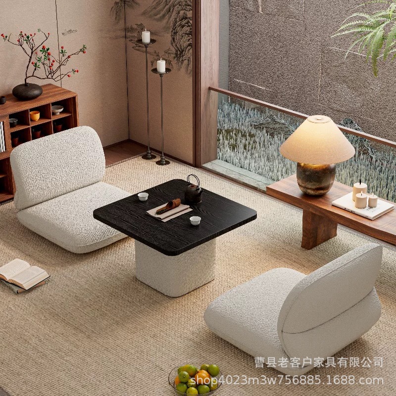 Square View Mountain Yunfu Bay Window Tables and Chairs Living Room Tatami Combination Solid Wood Designer Internet Celebrity Bedroom Small Coffee Table