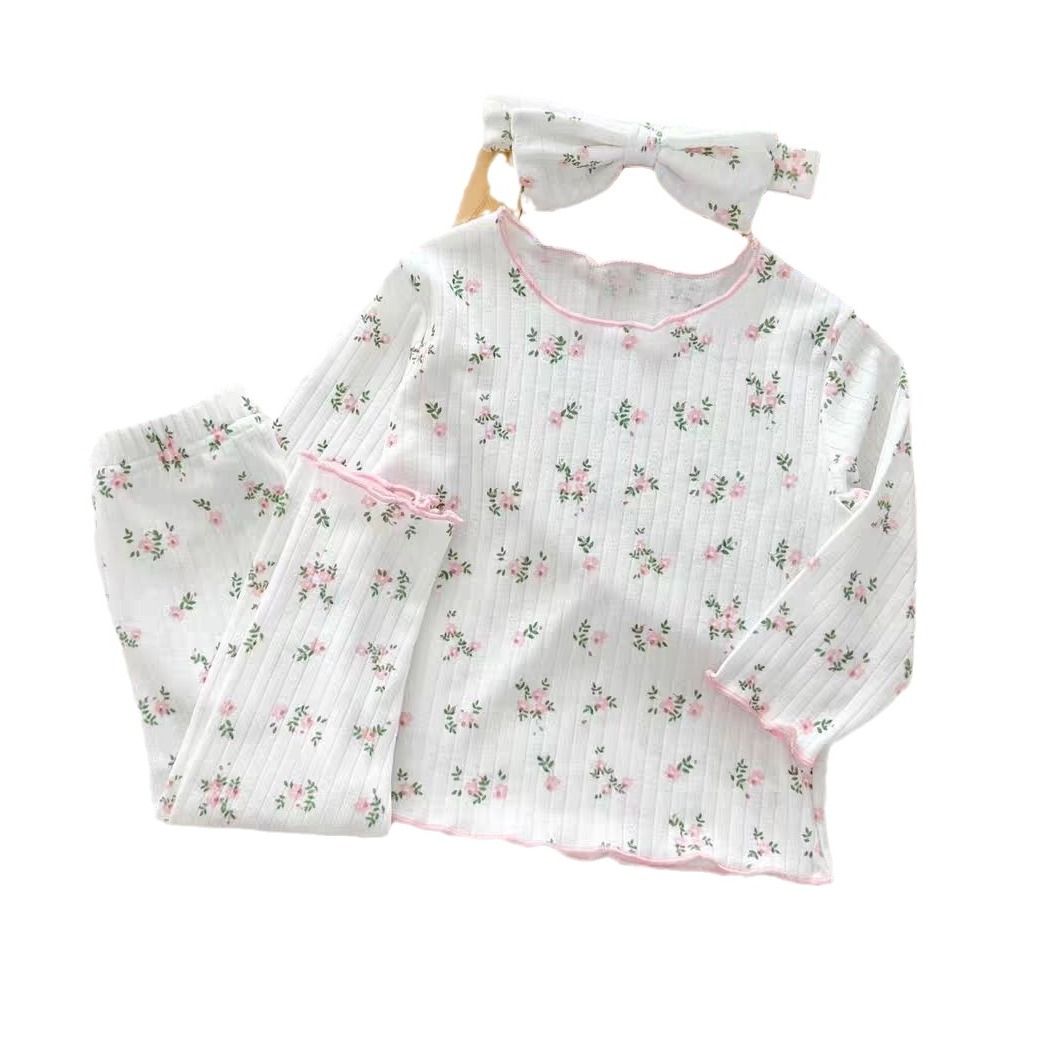 Baby Girl's Autumn New Arrival Pajamas suit Floral Western Style Autumn Clothes Autumn Trousers Casual Home Clothes Two-Piece Set Girl's Clothing