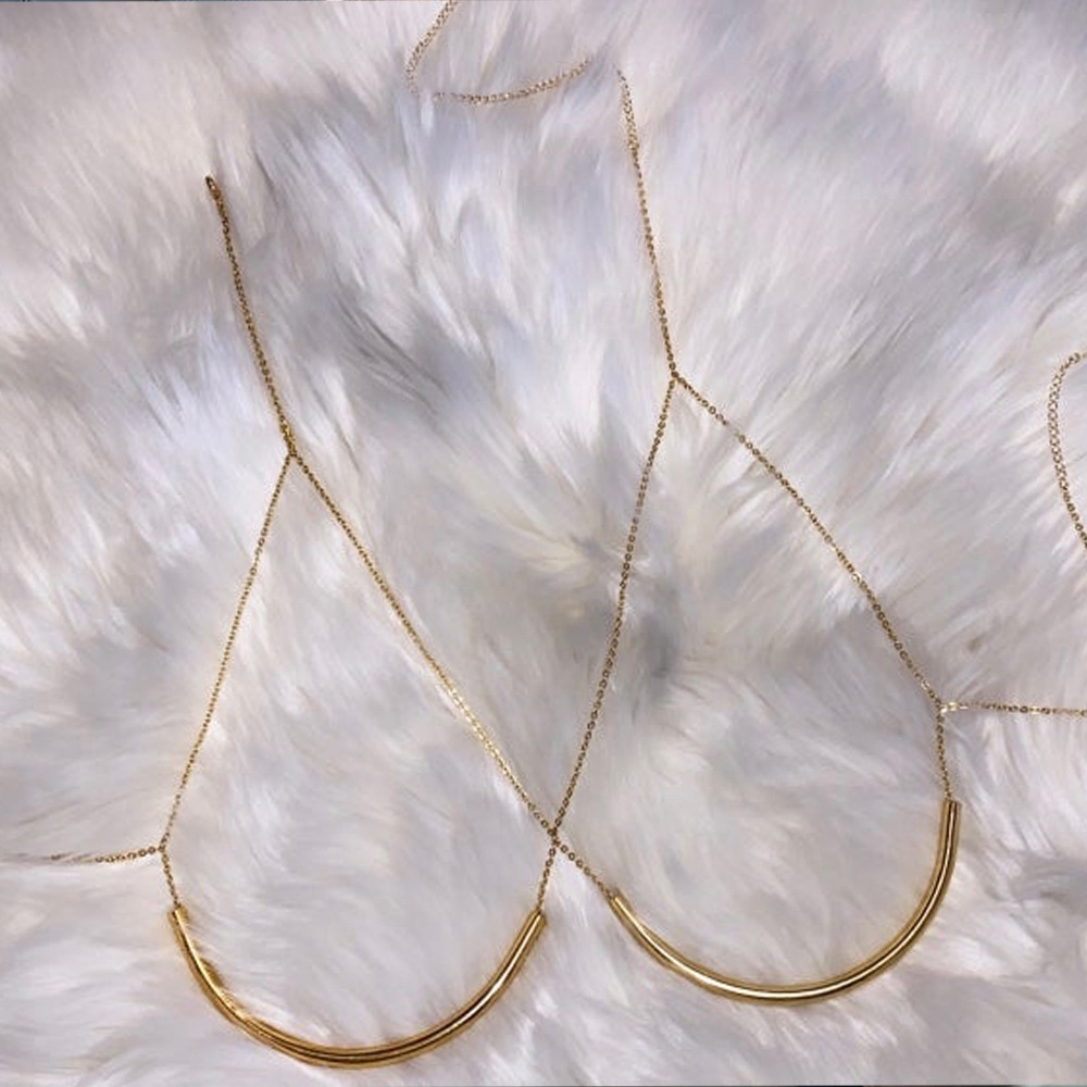 European and American Cross-border New All-match Metal Bracket Fashion Women's Sexy Simple Hot Girl Chest Chain Body Chain Accessories