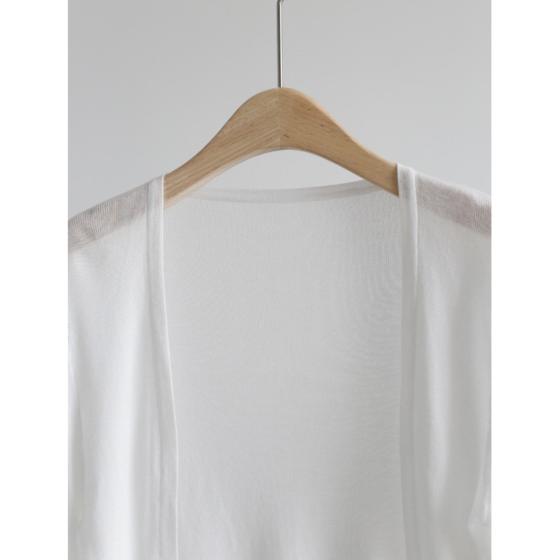 Ice Silk Cardigan Long-Sleeved Buttonless Shawl Thin Knitted Sun Protection Shirt 2025 Summer Slim Outer Wear Women's Air-Conditioning Shirt Open Collar