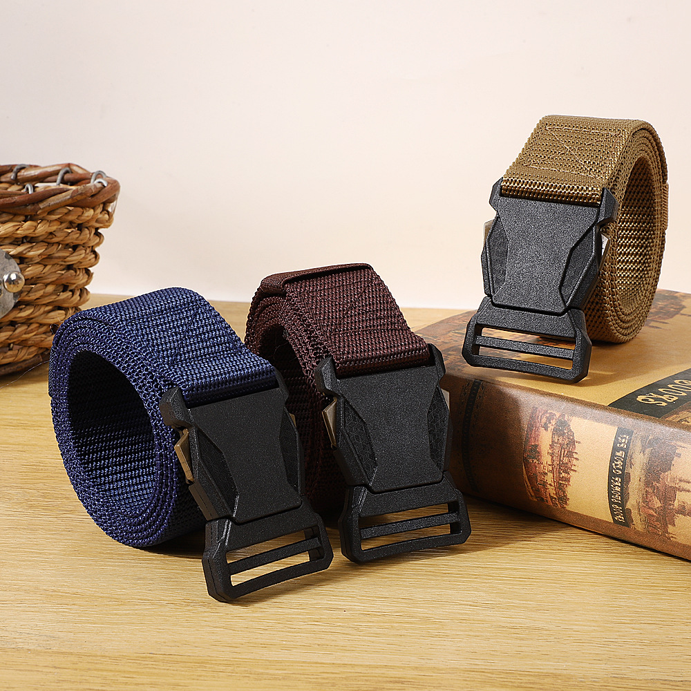 Cross-Border Men's Tactical Belt Wholesale Comfortable Elastic Outdoor Sports Belt Fashionable Versatile Automatic Buckle Belt for Men