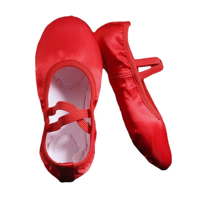Satin Dance Shoes Dancing Soft Sole Dance Shoes Practice Lace-up Free Satin Dance Shoes for Children Breathable Satin Dance Shoes