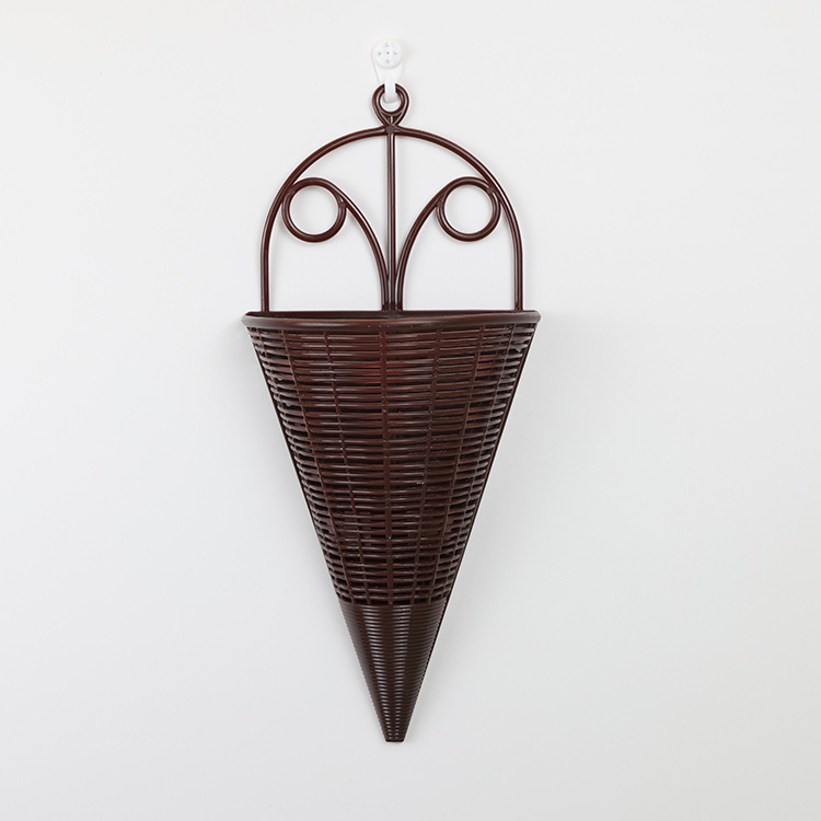 Artificial Flower Fortune Fruit Rattan Wall Hanging Flower Basket Plastic Fake Flower Indoor and Outdoor Wall Decoration Green Plant Living Room Decorative Flower