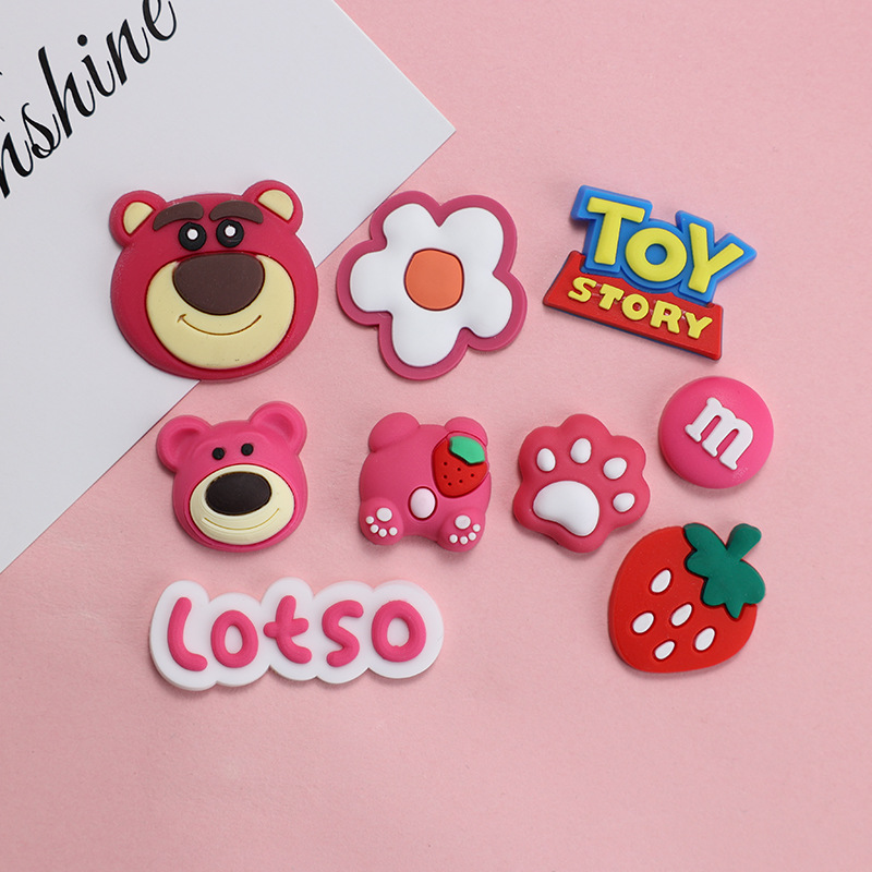 Cartoon strawberry bear DIY soft glue accessories cream glue mobile phone shell hole shoes water Cup hairpin jewelry accessories material
