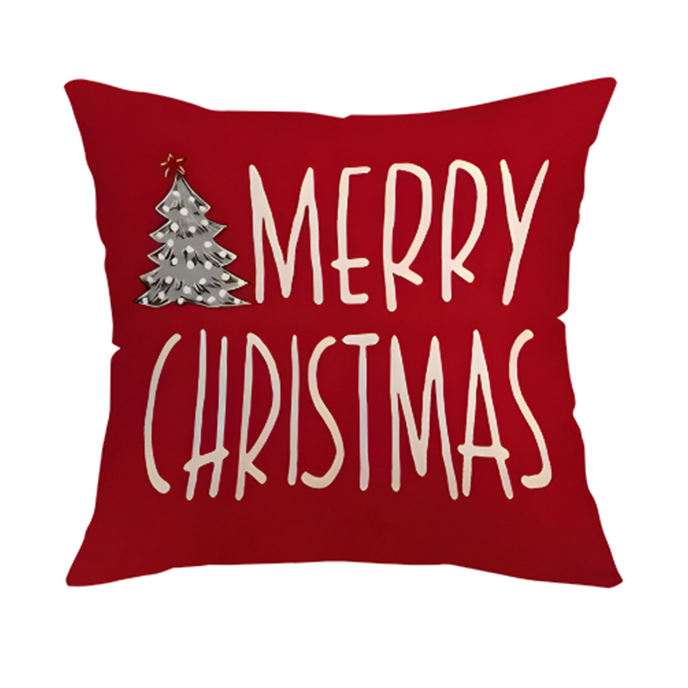 Cross-border Hot Selling Christmas Pillow Case Linen Print Custom Porch Courtyard Sofa Home Decorative Cushion Cover