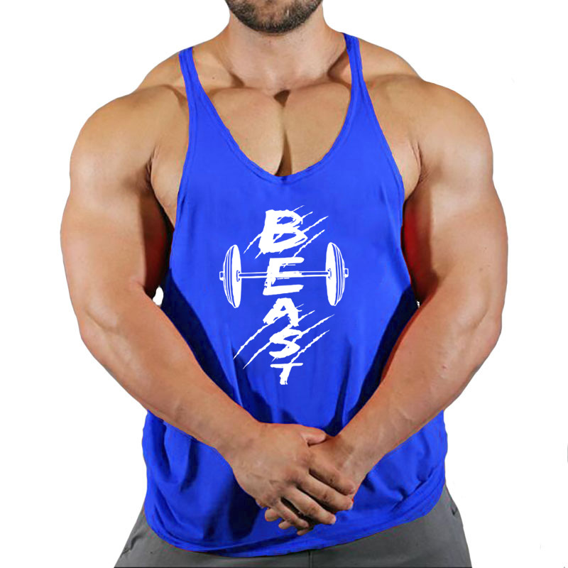 European and American plus size Men's Vest Beast Letter Printing I-Character Summer Vest