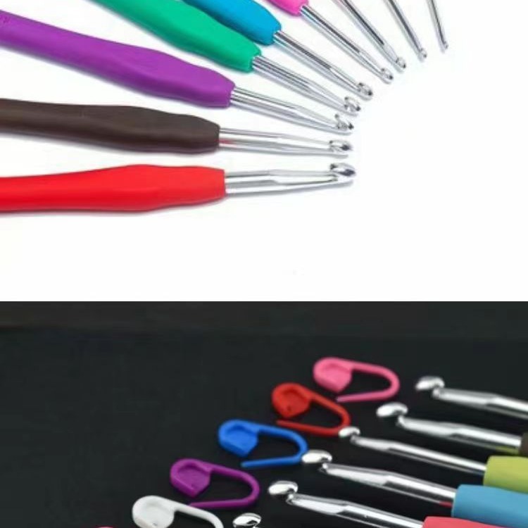 Single Crochet TPR Silicone Crochet Soft Handle Solid Crochet suit PVC Packaging Handmade Aluminum Crochet