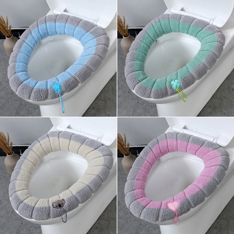 Toilet Seat Cushion Winter Thickeneded Toilet Cover Four-Season Universal Household Toilet Seat Toilet Gasket Knitted Toilet Seat