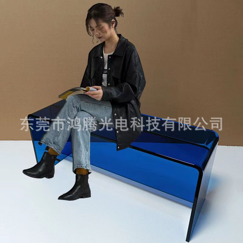 Italian-Style Bench, Living Room Acrylic Transparent Coffee Table, Dining Chair, Light Luxury U-Shaped Table, Bedroom Bay Window Transparent Desk
