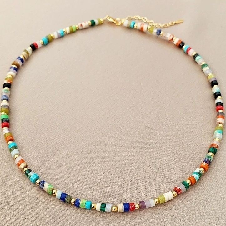 Натуральный цветной камень, золотой дуду, белый лотос, одинаковый стиль, цепочка на ключицу, женские украшения, хорошее сочетание