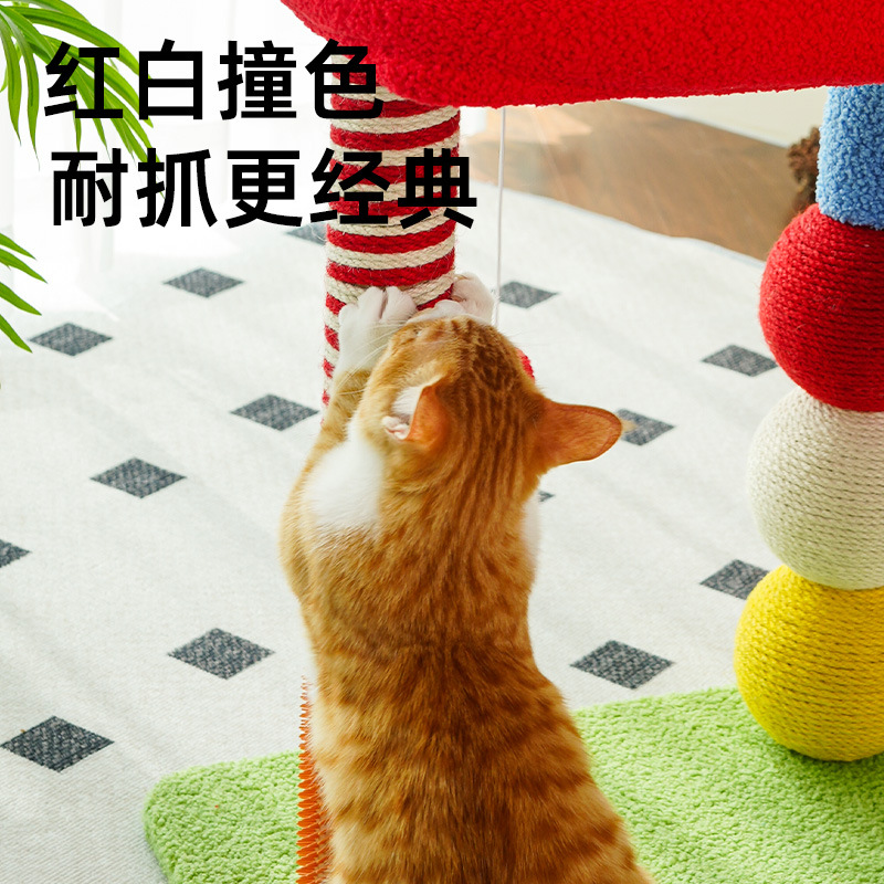 Cat Climbing Rack Jumping Platform Cat Toy Sisal Column Multifunctional Grinding Claw Cat Climbing Rack Plush Toy Combination Multi-Power Cat Nest