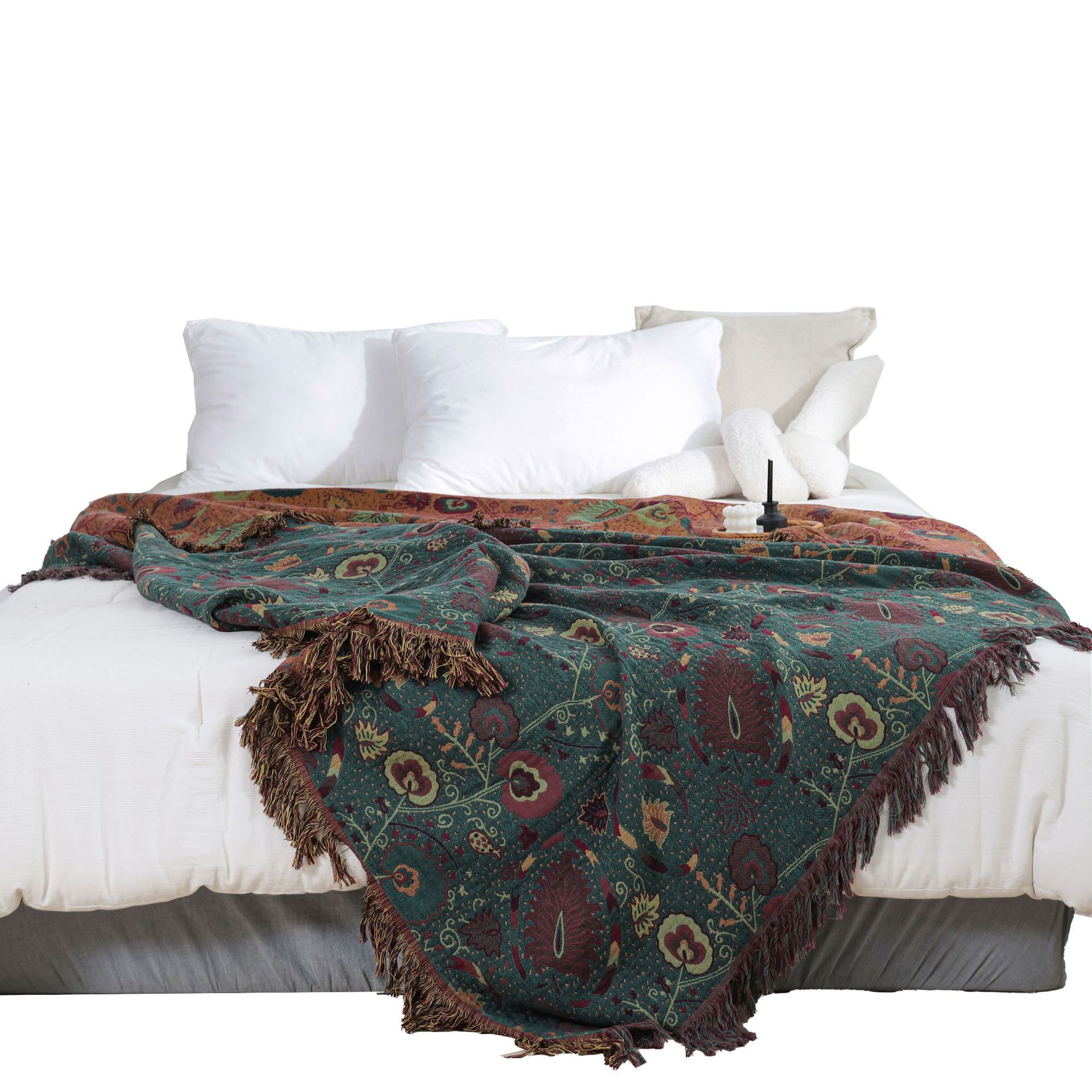 Summer Thin Tassel Washed Jacquard Gauze Blanket Pure Cotton Towel Blanket Air-conditioning Blanket Office Nap Blanket