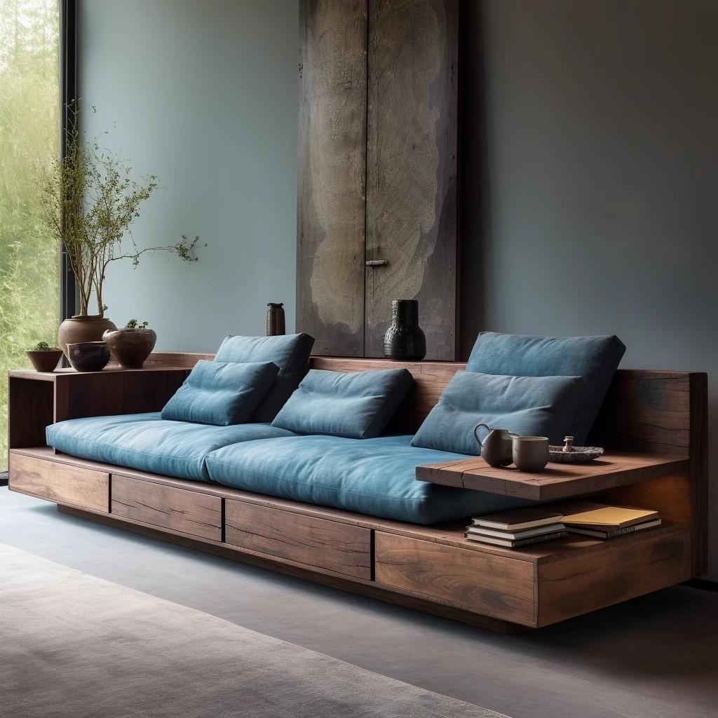 Тихий стиль, диван из старого вяза, прямой диван-кровать для дома, диван из массива дерева, кресло, диван Рохан с ящиком