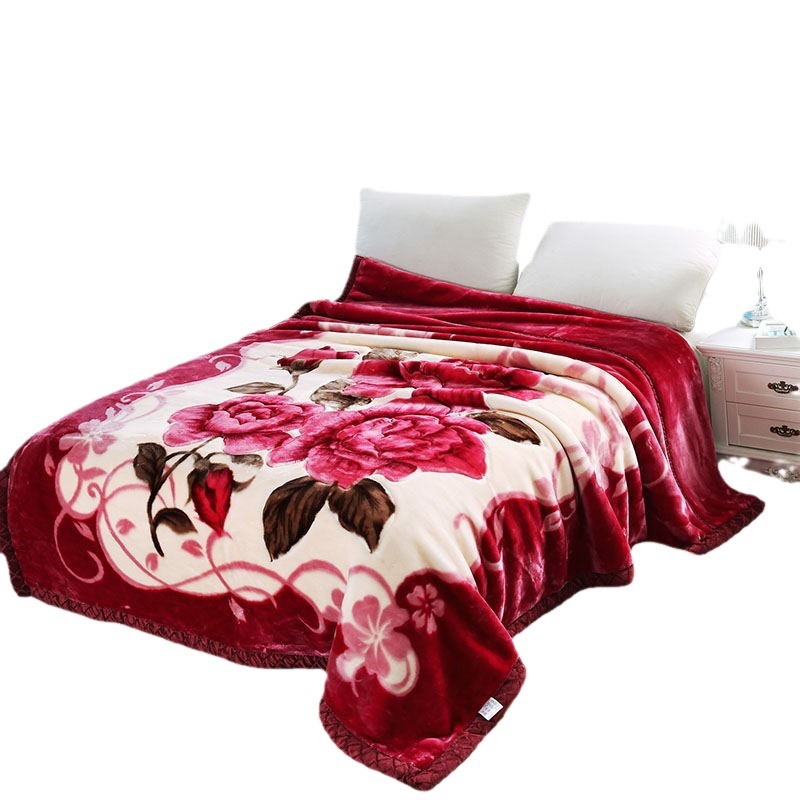 Cross-Border Wedding Ultra-Soft Autumn and Winter Thickened Double-Layer Raschel Blanket Manufacturer Wholesale Cloud Mink Velvet Group Purchase Gift Special Price