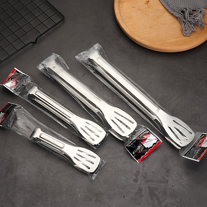 304 Stainless Steel Three-Line Clip Electroplated Color Food Food Clip Steak Bread Clip Barbecue Clip Tableware Kitchen Utensils Tongs