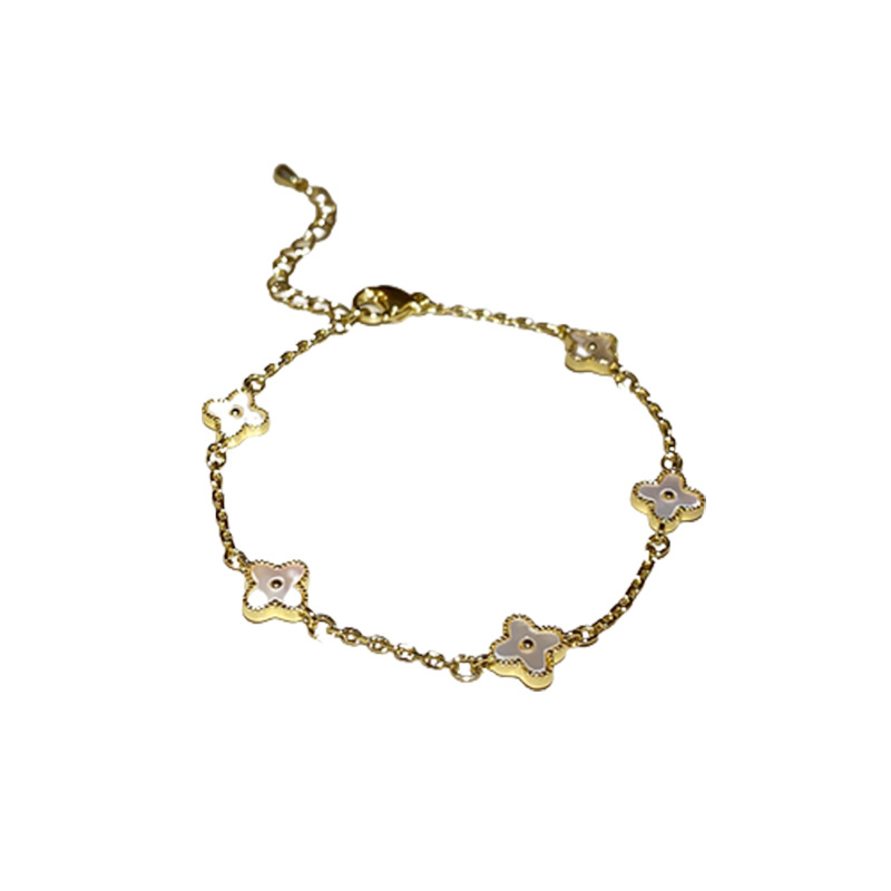 Real Gold Electroplated Four-petal Flower Bracelet South Korea Ins Light Luxury Elegant Bracelet Fashion High-end Bracelet Wholesale Women