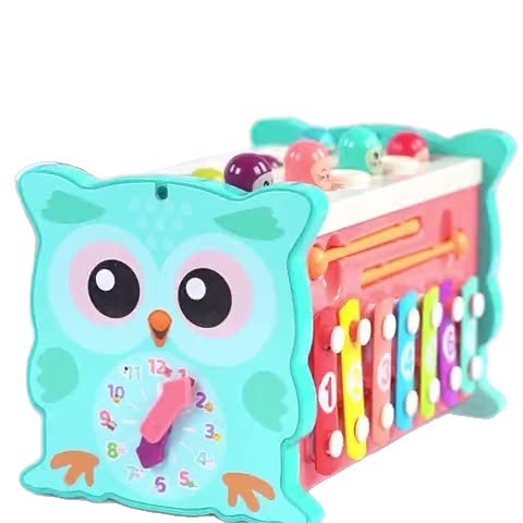 Children's Early Education Educational Owl Fishing Whack-A-Mole Fun Game Piano Multi-Functional Hexahedral Interactive Toy