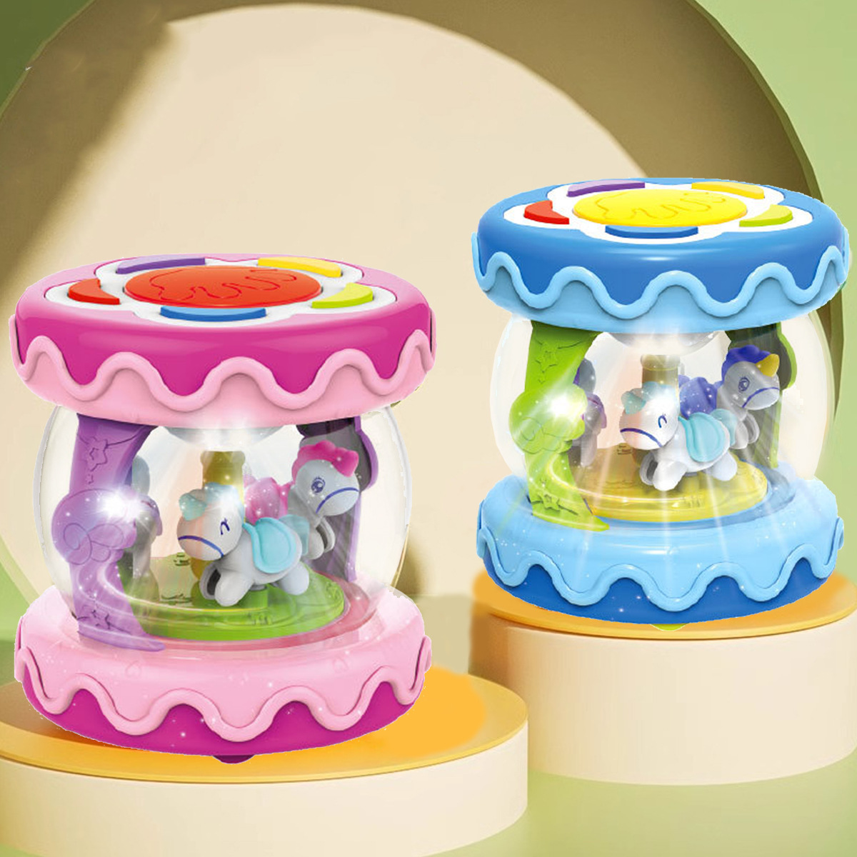 Кросс-бордерный популярный ранний образовательный карусельный барабан для младенцев с музыкой и светом (цвет нот)