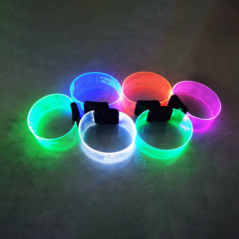 led luminous bracelet 3V magnetic suction buckle tpu shiny 7 color color changing holiday luminous gift printing bracelet luminous