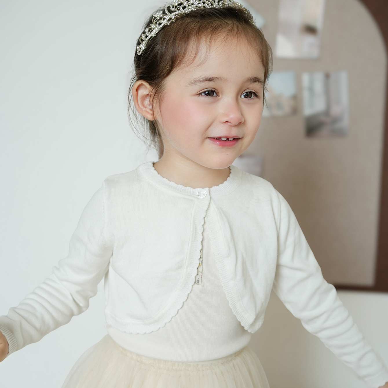 Cross-border New Korean Style Round Neck Girls' Knitted Cardigan Jacket Large Children Sweater Shawl Air-conditioning Shirt Thin Summer