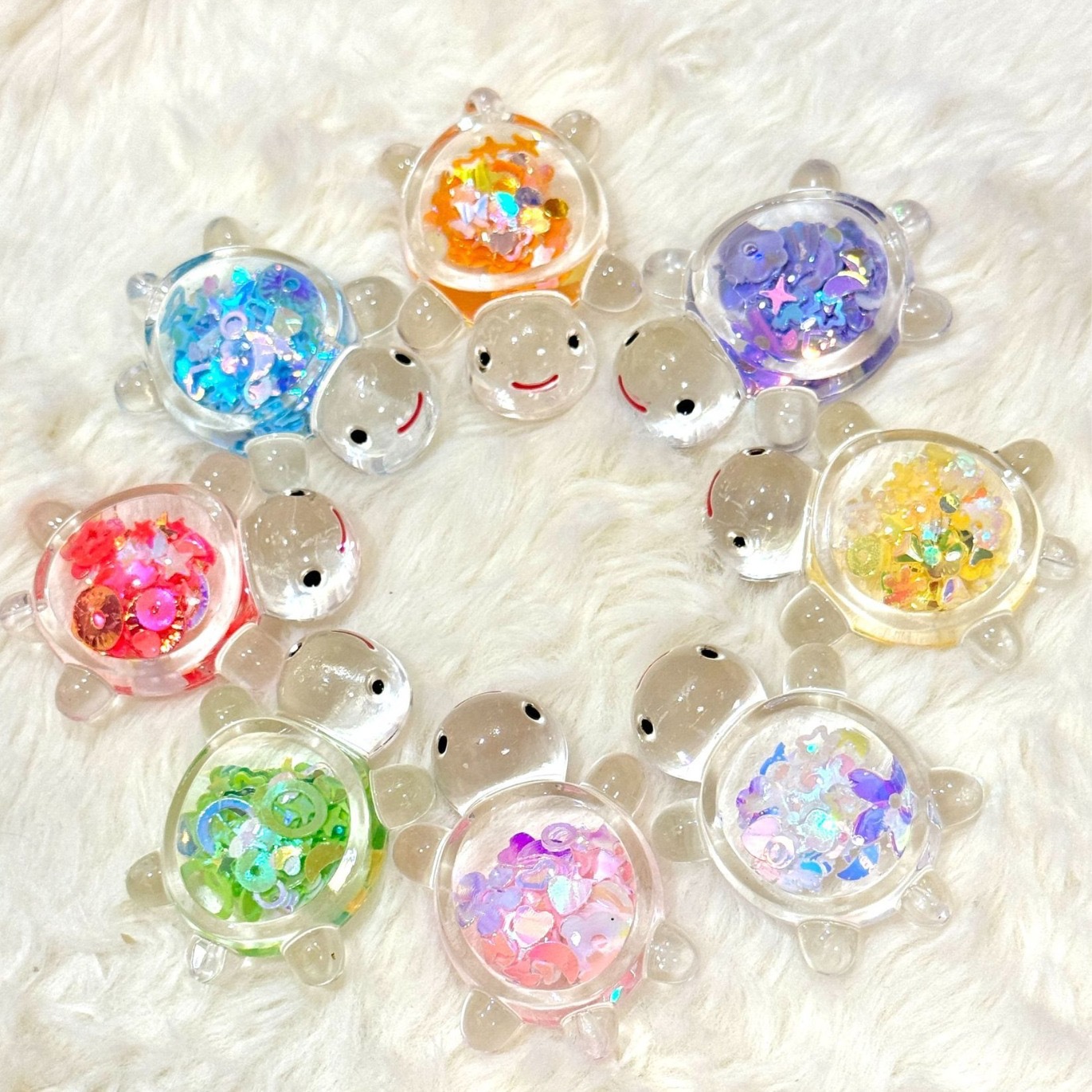 Creative small size 2 in luminous sequins turtle cute desktop ornaments adorable stickers stickers music DIY jewelry small ornaments