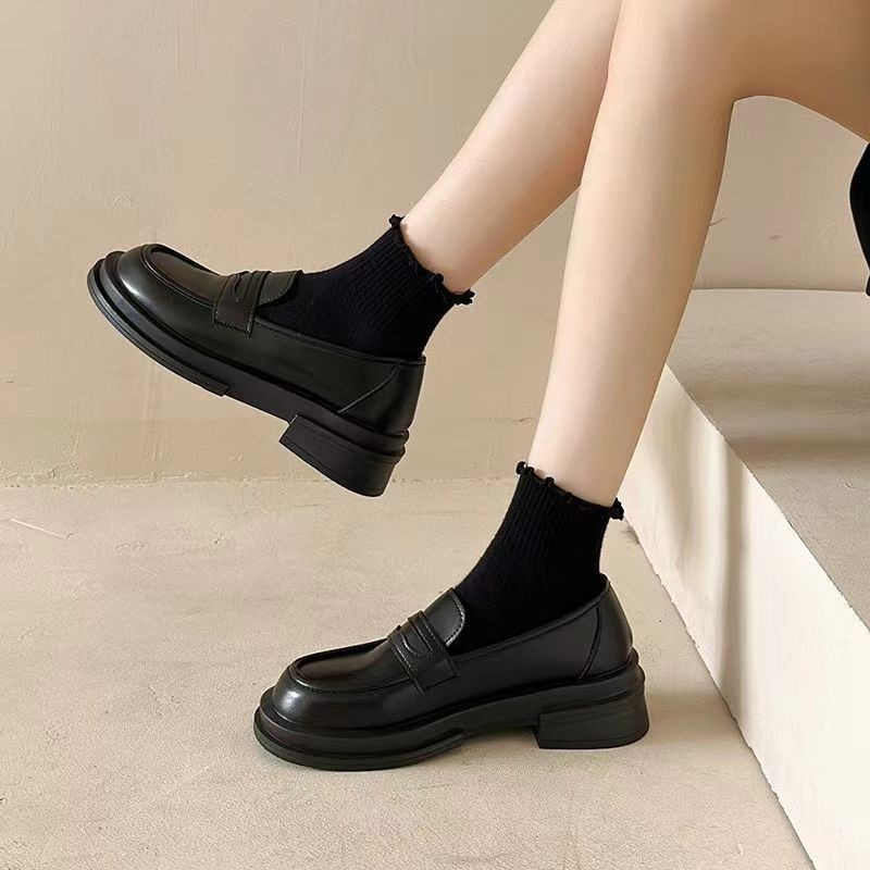 Thick-soled college British style women's 2024 new summer one-step Mary Jane loafers single-layer shoes