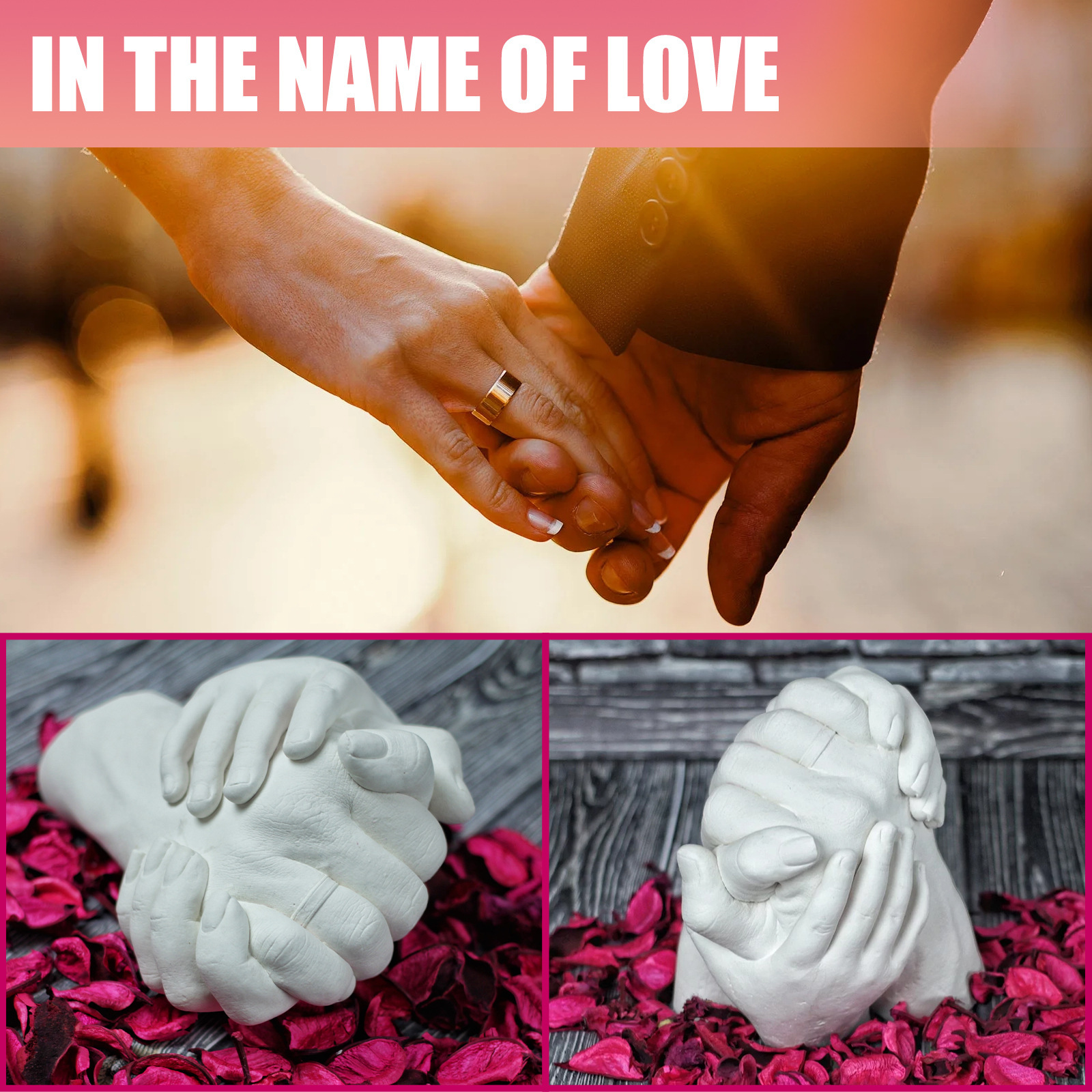 Couple hand model gypsum powder Valentine's Day gift cross-border foreign trade for 3d hand model diy souvenir clone powder