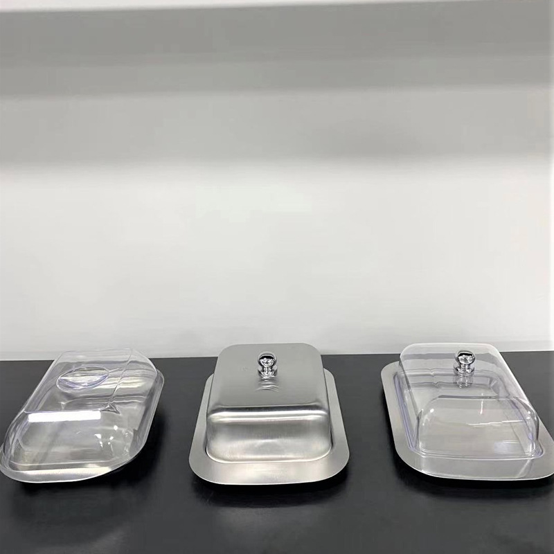 Factory Spot Stainless Steel Butter Box Snack Cheese Cheese Bread Pastry Creative Butter Storage Box with Lid