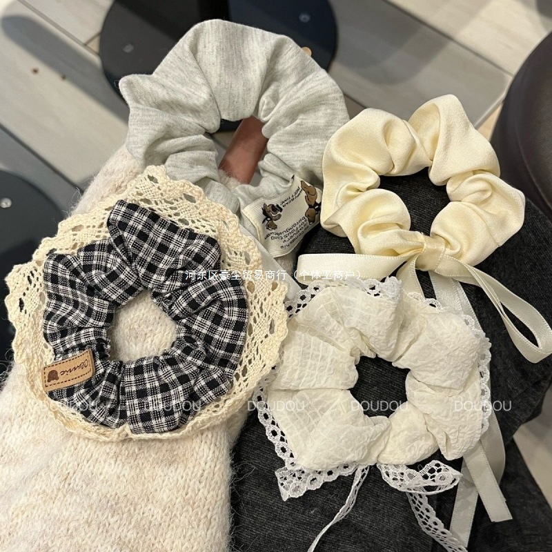 Корейская резинка с бантом, аксессуары для волос для девочек, осенние и зимние украшения