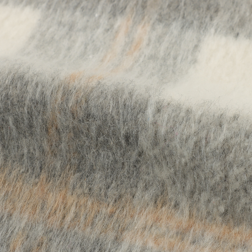 In stock plush plaid woolen fabric autumn and winter Polyester coat fashionable children's clothing luggage fabric