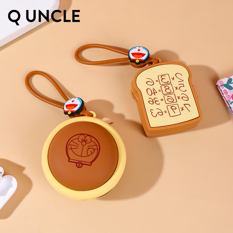 Genuine Authorized Doraemon Stereo Silicone Pendant Bag Causeway Burned Earphone Bag Creative Memory Bread Coin Purse