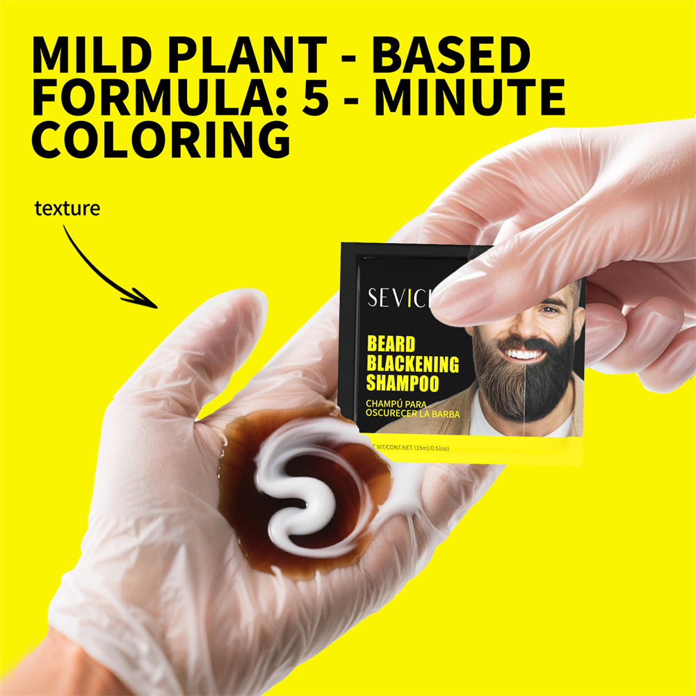 sevich Foreign Trade Plant Beard Shampoo Cover White Hair Natural Black Beard Run Black Dew Shampoo Cross Border