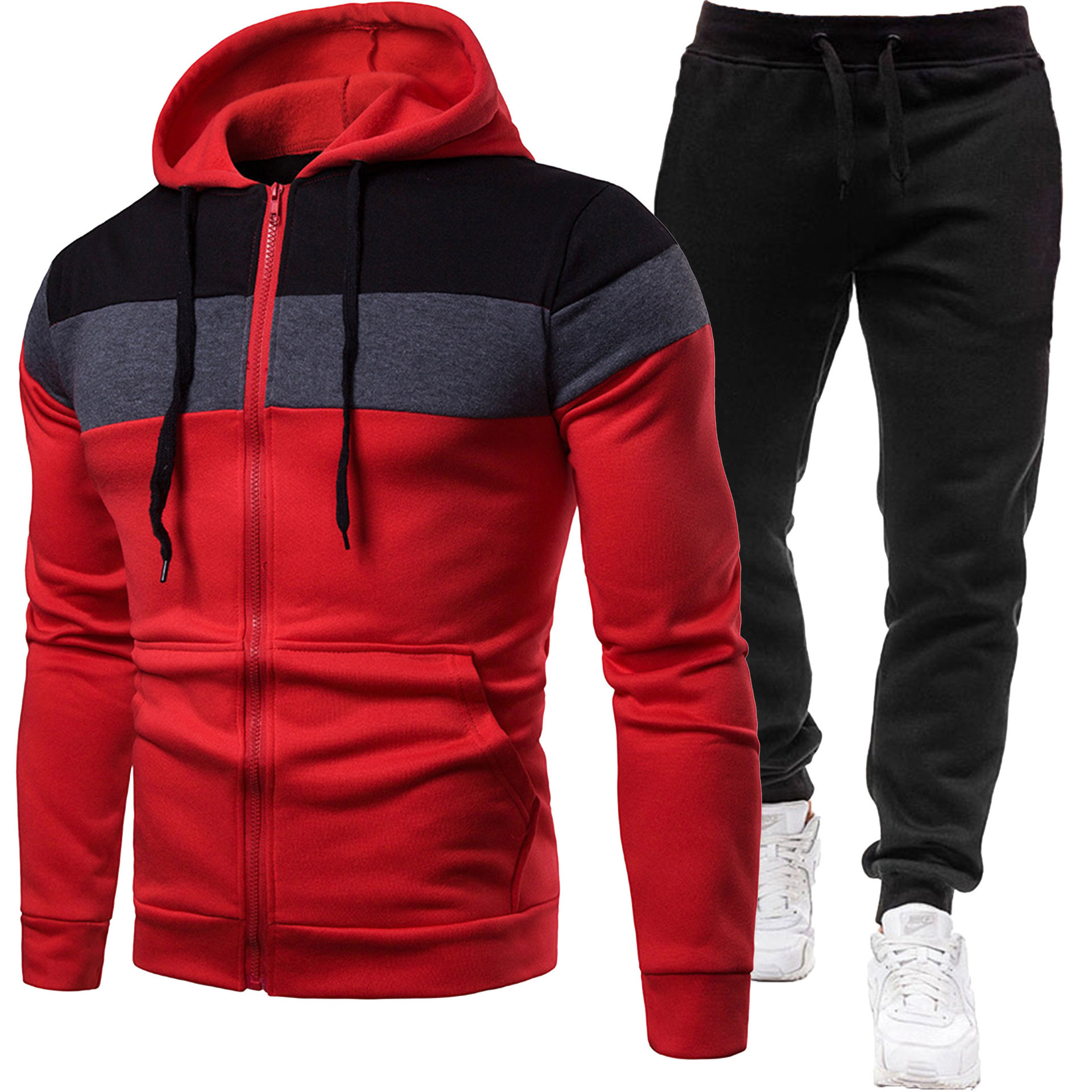 2025 New Cross-Border Spring and Autumn Men's Hoodie Sweatshirt Sports Casual Loose Set Long-Sleeve Long Pants with Fleece