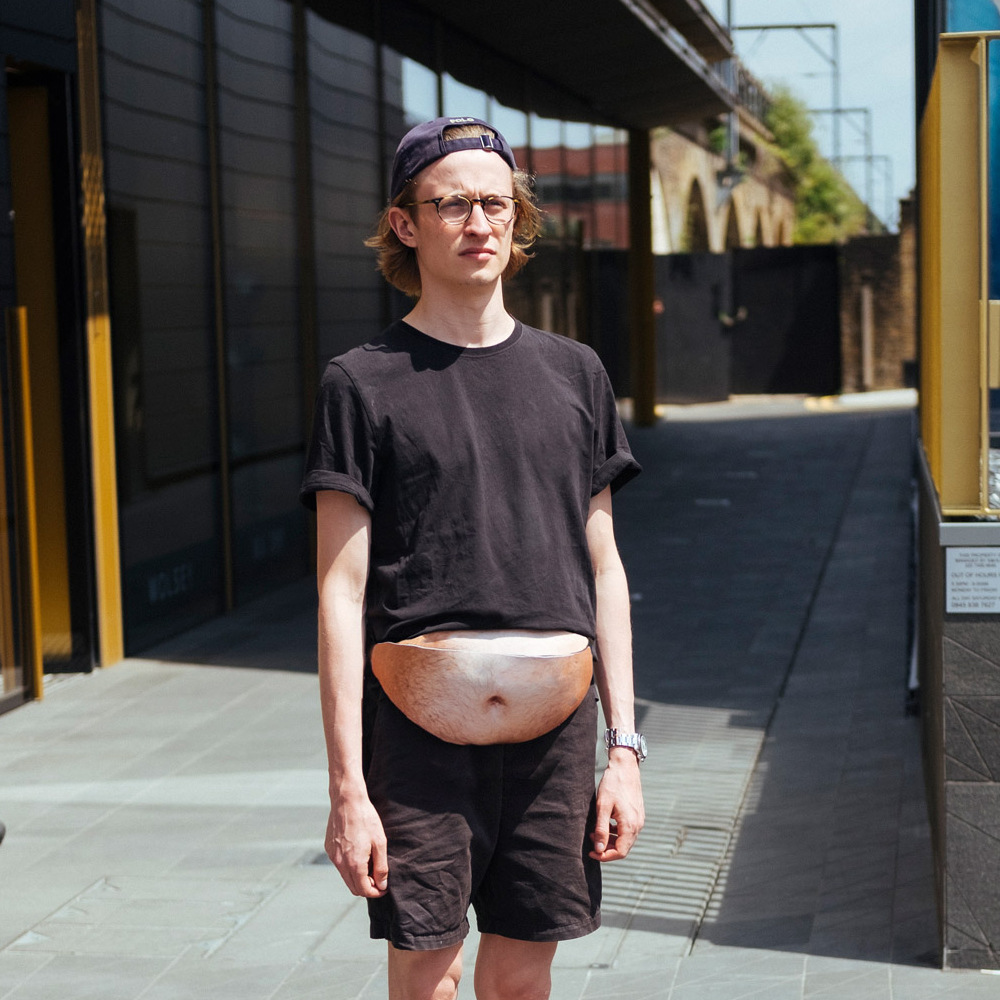 Dadbagw creative funny big belly waist bag anti-harassment beer belly waist bag pu belly leather waist bag