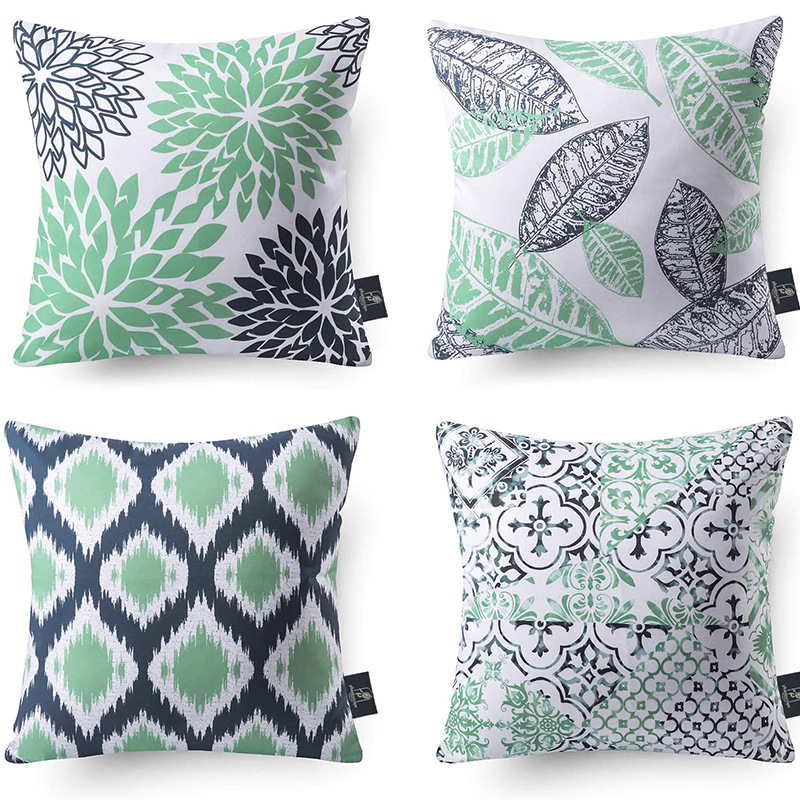 Cross-border popular simple geometric printing abstract floral linen pillowcase peach skin sofa pillowcase cushion cover