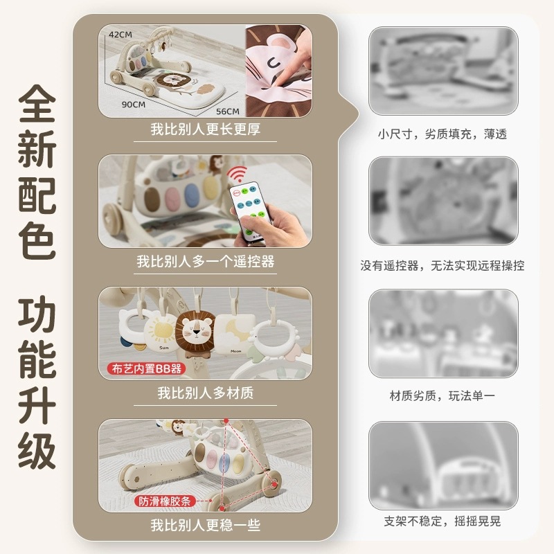 Baby Toy Fitness Stand Pedal Piano Walker Newborn Full Moon Gift Baby 0 to 1 Year Old 3 Months 6