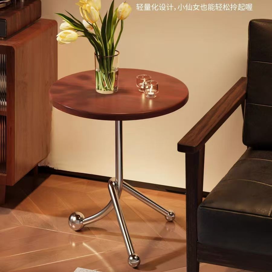 Антикварный столик из нержавеющей стали для гостиной, маленький круглый столик, креативный столик для кафе, балкона, неформальный столик для чая