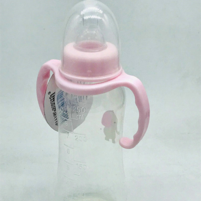 Factory pp with handle label mouth bottle 240ml 250MLPP plastic bottle baby supplies wholesale
