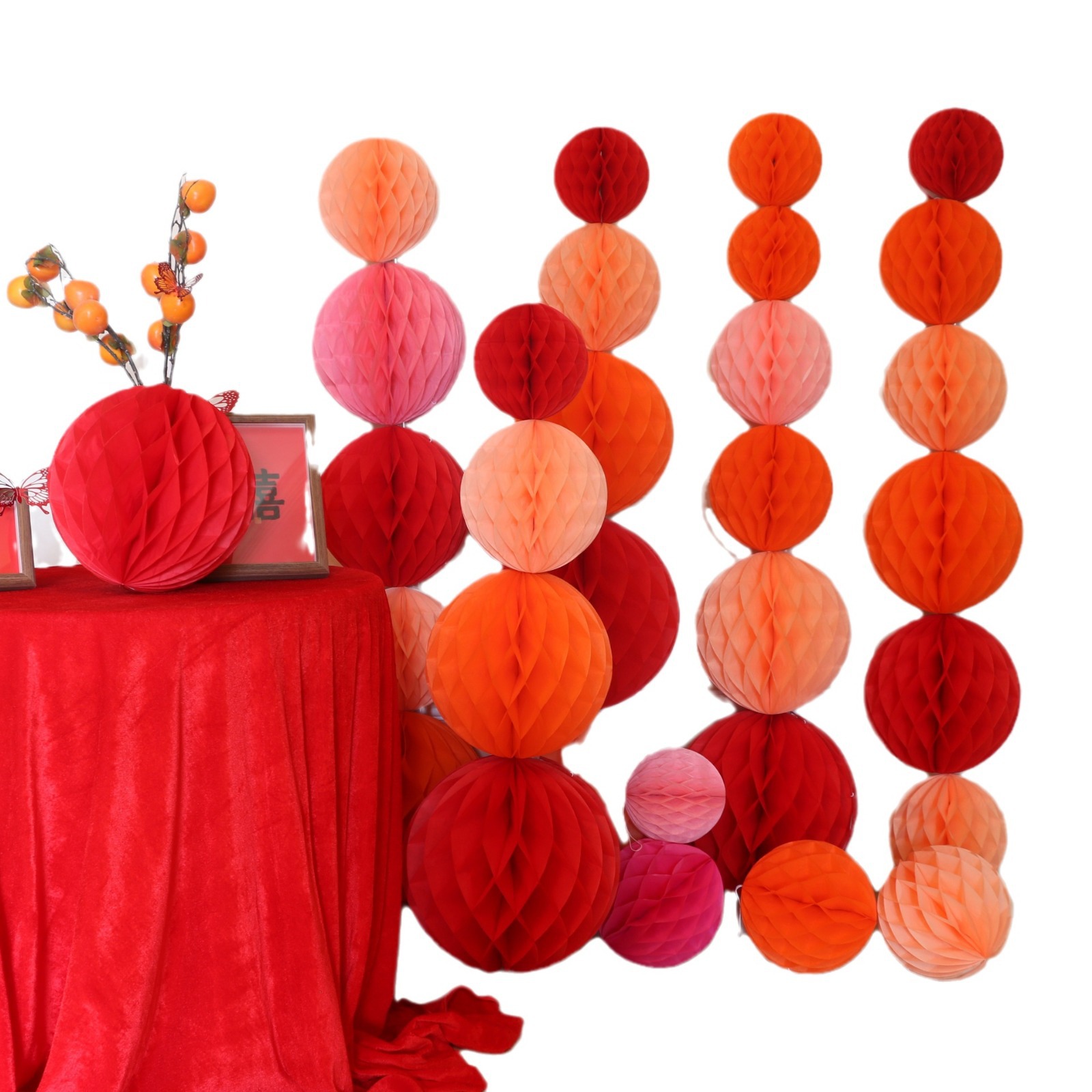 Manufacturer Wholesale Colorful Honeycomb Ball Paper Lantern Bedroom Wedding Party Background Layout Decorative Honeycomb Column Lantern