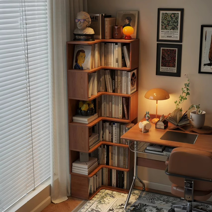 Антикварная угловая книжная полка, узкий шкаф для гостиной, интегрированный креативный угловой шкаф