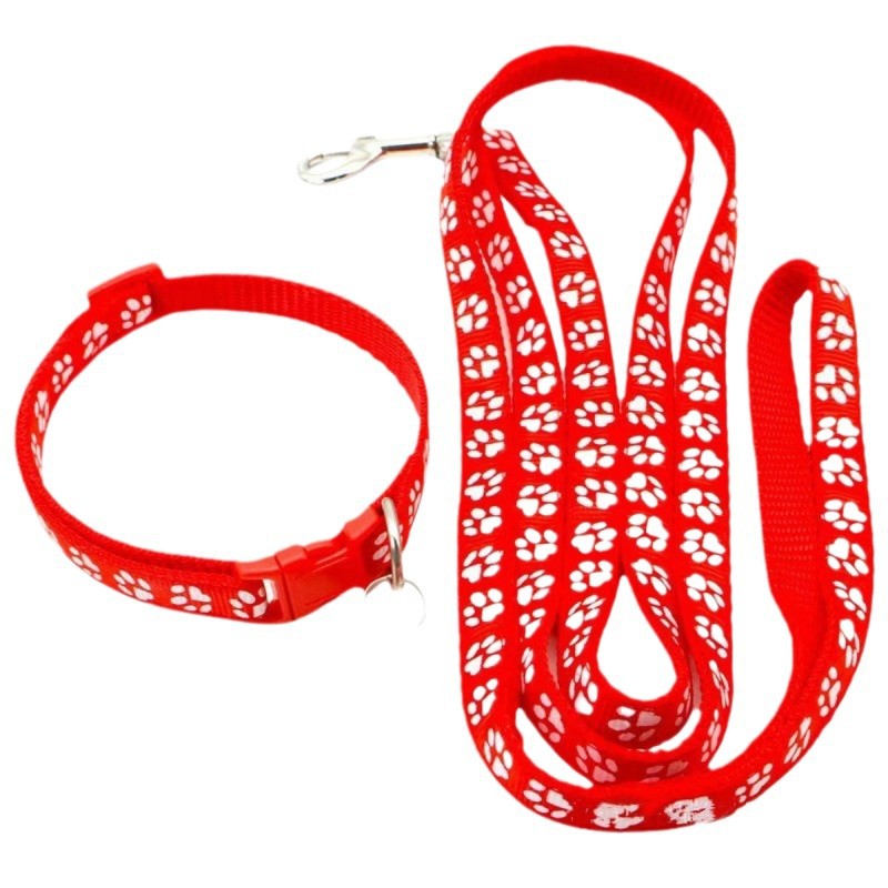 Kitty Puppy Dog Footprint Collar Go Out Cat Anti-Break Traction Rope Kitten Neck Bell Adjustable Rope