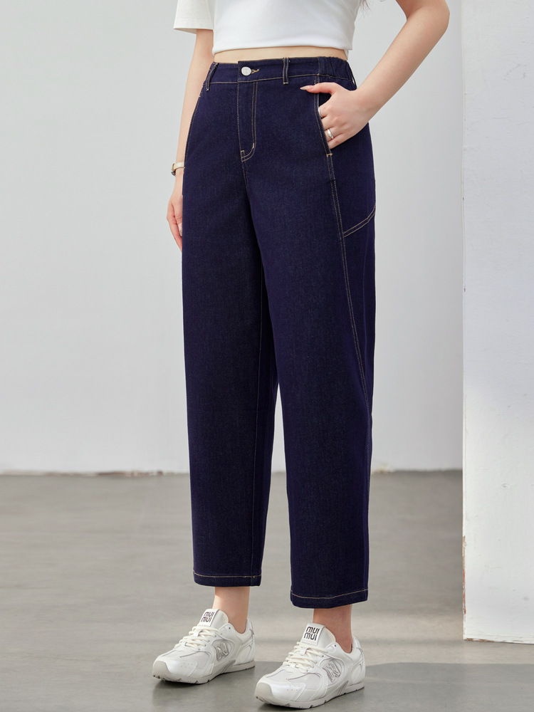 Vintage Dark Blue Fashionable Versatile Cropped Jeans Plus Size Women's Clothing for Curvy Women 2025 Summer New Style